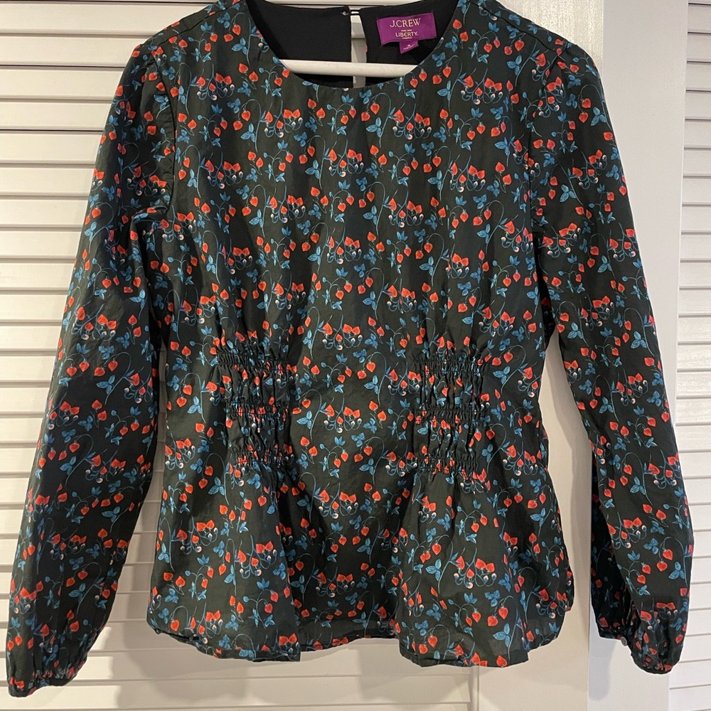 J. Crew Women's Floral Black Top